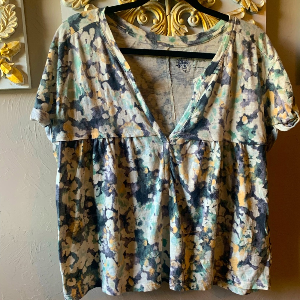 Pilcro abstract floral print swing top medium Anthropologie